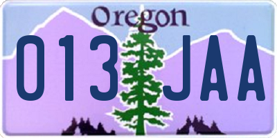 OR license plate 013JAA