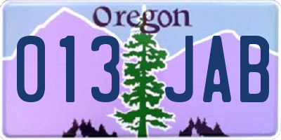 OR license plate 013JAB