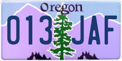 OR license plate 013JAF