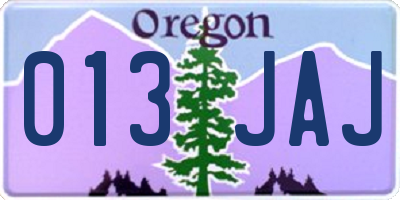 OR license plate 013JAJ