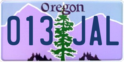 OR license plate 013JAL