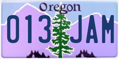 OR license plate 013JAM