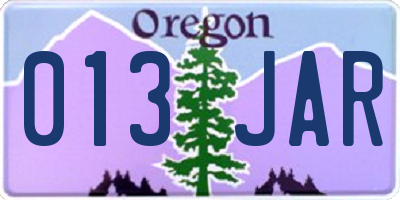 OR license plate 013JAR
