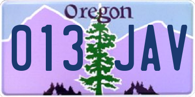 OR license plate 013JAV
