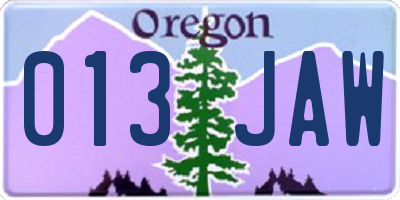 OR license plate 013JAW