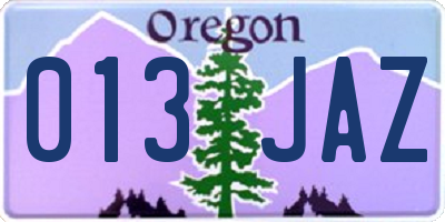 OR license plate 013JAZ