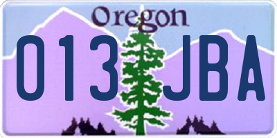 OR license plate 013JBA