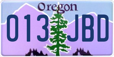 OR license plate 013JBD