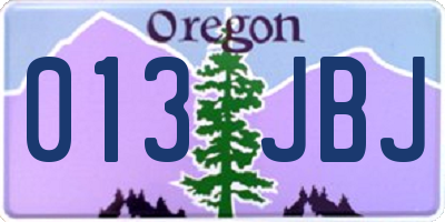 OR license plate 013JBJ