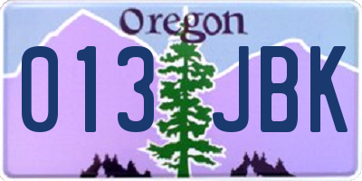 OR license plate 013JBK