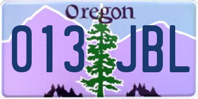 OR license plate 013JBL