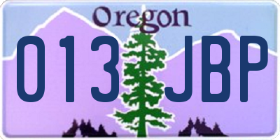 OR license plate 013JBP