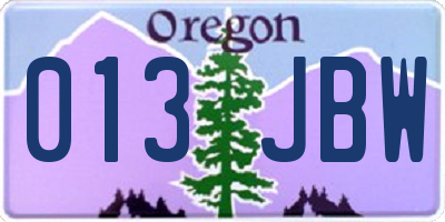 OR license plate 013JBW