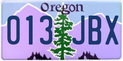 OR license plate 013JBX