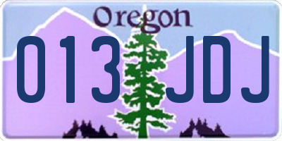 OR license plate 013JDJ