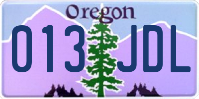 OR license plate 013JDL