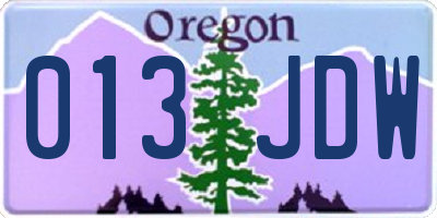 OR license plate 013JDW