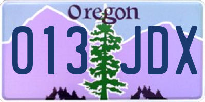 OR license plate 013JDX
