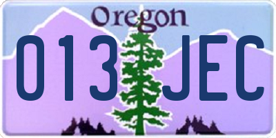 OR license plate 013JEC