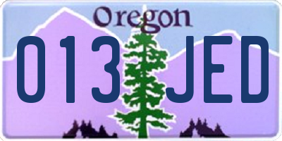 OR license plate 013JED