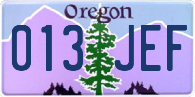 OR license plate 013JEF