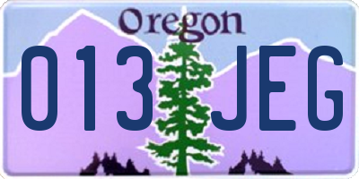 OR license plate 013JEG