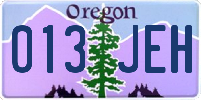 OR license plate 013JEH