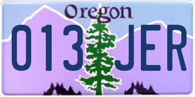 OR license plate 013JER