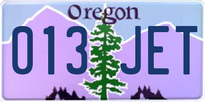 OR license plate 013JET