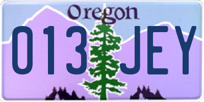 OR license plate 013JEY