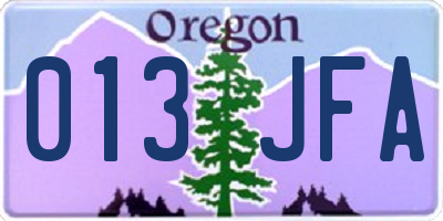 OR license plate 013JFA
