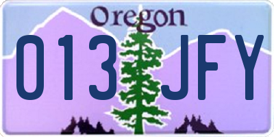 OR license plate 013JFY