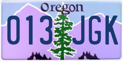 OR license plate 013JGK