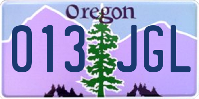 OR license plate 013JGL