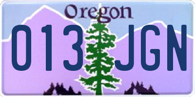 OR license plate 013JGN