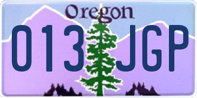 OR license plate 013JGP