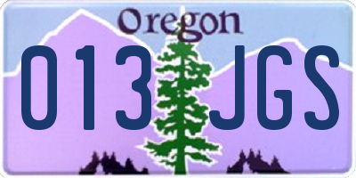 OR license plate 013JGS