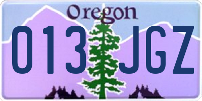 OR license plate 013JGZ