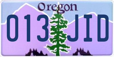 OR license plate 013JID