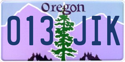 OR license plate 013JIK
