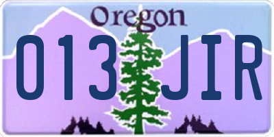 OR license plate 013JIR