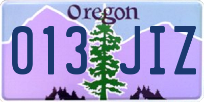 OR license plate 013JIZ