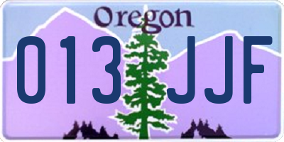 OR license plate 013JJF