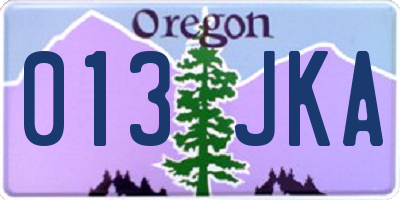 OR license plate 013JKA