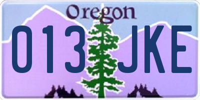 OR license plate 013JKE
