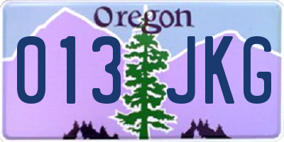 OR license plate 013JKG