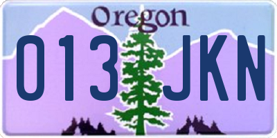 OR license plate 013JKN