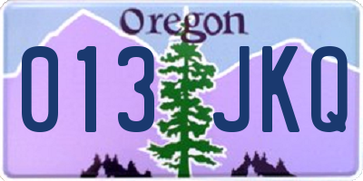 OR license plate 013JKQ