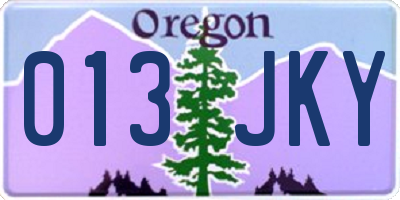 OR license plate 013JKY