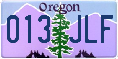 OR license plate 013JLF